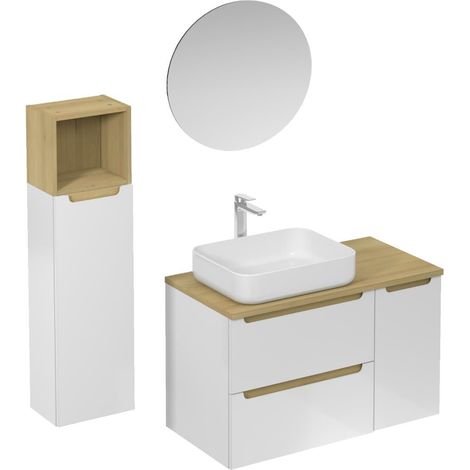 Naturel Conjunto de baño con lavabo que incluye mezclador de lavabo, caño y sifón Naturel Stilla, blanco brillante (KSETSTILLA017) (1/4)