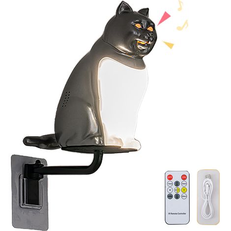 Lámpara de pared decorativa con forma de gato, difusor de aceites esenciales y mando a distancia, acabado plateado – Ideal para dormitorio y salón (1/5)