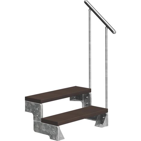 Dolle Außentreppe Gardentop 36-44cm Geschosshöhe mit Trimax dunkelbraun 80cm breit mit Geländer