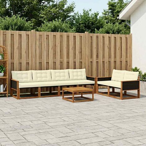 vidaXL Set di divani da esterno con cuscino 7 pcs Naturale e