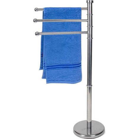 Porte-serviette Autoportant Porte-serviette En Metal 3 Bras 80cm (1/2)