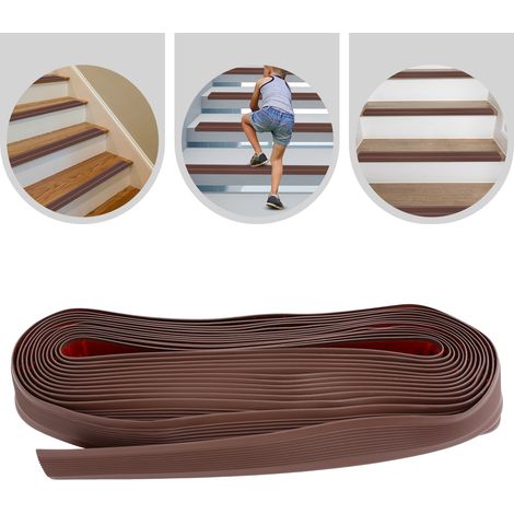 GOODHOUSES PVC-Treppenkante 1000x5x2,5 cm, rutschfest, selbstklebend, wasserabweisend, abriebfest, 3 mm dick (braun), schönes Aussehen (1/5)