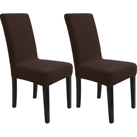 Stuhlhussen 2er Set Jacquard Braun, Stretch, Waschbar, für Esszimmerstühle (1/5)