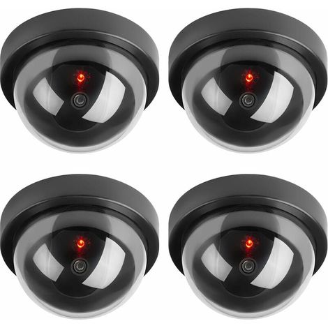 Caméras factices, Fausse de Sécurité Caméra Dôme CCTV avec LED Clignotant Lumière pour Les Entreprises Magasins Accueil, Usage Intérieur Extérieur (4 Pack) (1/5)