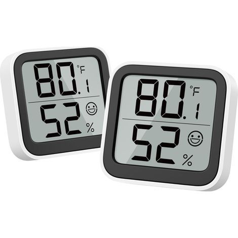 Mini Indoor Thermometer/Humidity Meter/Hygrometer Monitor/Ambient Temperature Measuring Device with Face Icon, Comfort Indicator (℃/℉), Switch for Baby's Room (1/5)