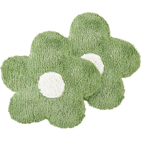 Conjunto de 2 cojines infantiles en forma de flor de algodón 30 x 30 cm verde Sorrel