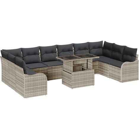 Maison Exclusive - Gartensofa-set mit Kissen 11 pcs Hellgrau Poly