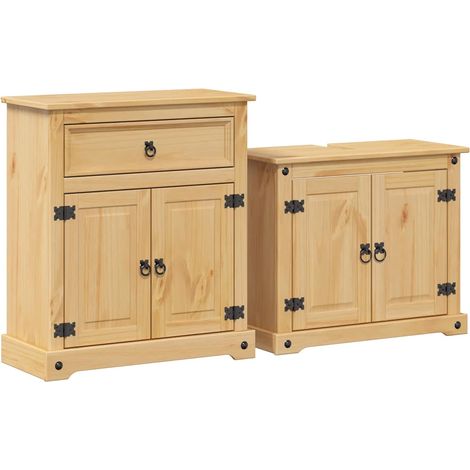 Maison Exclusive - 2-teiliges Badmöbel-Set "Corona" Massivholz Ki