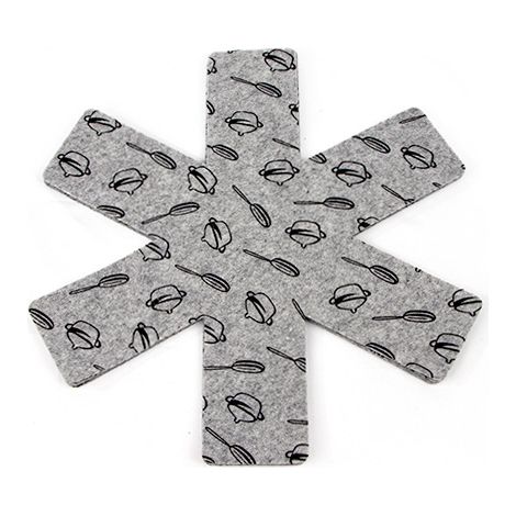 Lot de 3 protège-poêles gris, anti-rayures et antidérapants pour la cuisine (1/2)