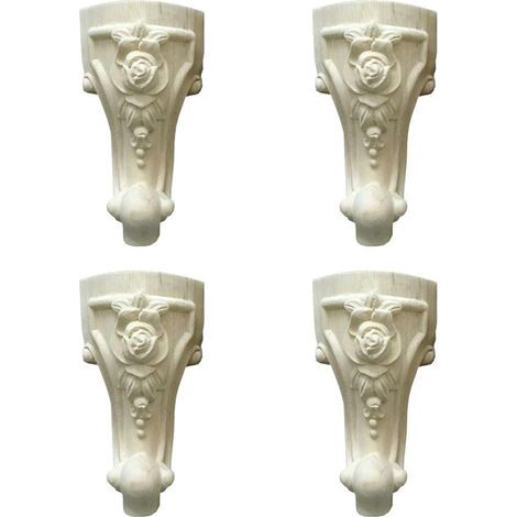 4 Pièces Pieds de Meuble Sculptés en Bois, 6 Pouces/15 cm en Bois Massif Jambes de Meubles, Table Meubles Jambe Canapé Pieds, Style Européen Sculpture sur Bois Coin Applique Meubles Décor (1/5)