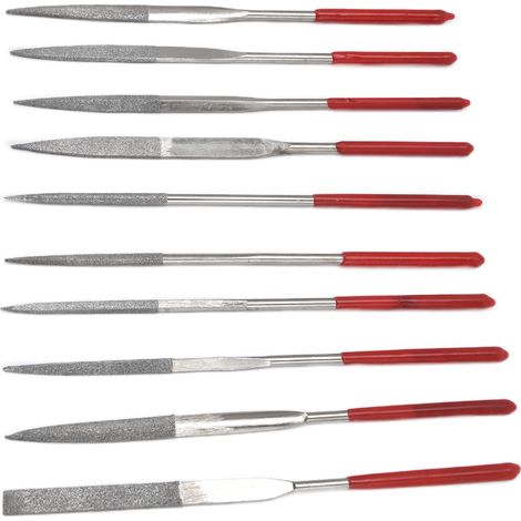 10-teiliges Nadelfeilen-Set, gehärtet, robust, langlebig, mit komfortablem Griff, praktische Schmuckfeilen (4 x 160 mm) (1/5)