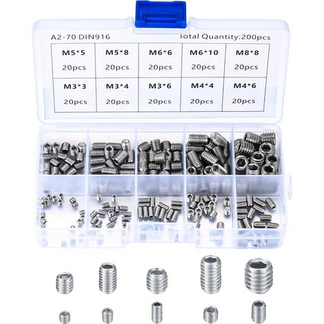 Vis À Tête Creuse En Acier Inoxydable 304 - Vis À Six Pans - M3 M4 M5 M6 M8 - Pour Montage Électronique Et Réparation - Lot De 200 Pièces (1/5)