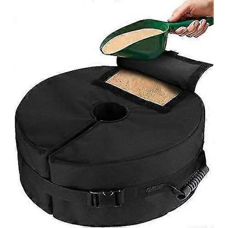 Sac de lestage pour base de parasol rond de 18 pouces, 600d résistant aux intempéries, poids de parasol, sacs de sable robustes pour mâts de parasol avec poignées (a-1) (1/4)