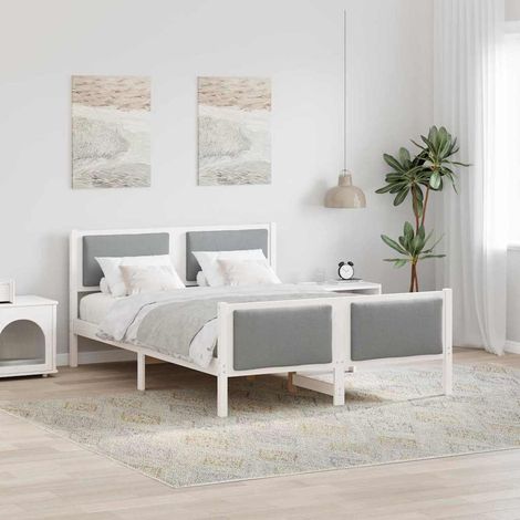 Cadre de lit avec tête de lit-Structure de lit avec panneau de lit Gris clair 135 x 190 cm tissu 707720 (1/5)