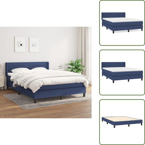 Materasso morbido - vidaXL Giroletto a Molle con Materasso Blu 140x200 cm in Tessuto - Letto con testiera regolabile