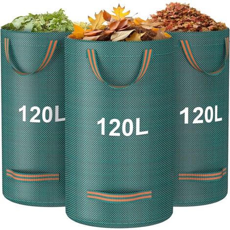 Sacs de déchets de jardin réutilisables, 32 gallons, sacs pour pelouse et feuilles, sacs de jardin robustes avec poignées renforcées, sacs de recyclage pour feuilles de camping (1/4)