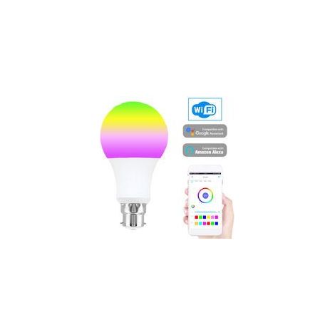 Ampoule Led Wifi B22 - 7 W - Dimmable - RGB 16 Millions De Couleurs - Température Réglable 2700 K À 6500 K - Commande Par Application Et Voix - Compatible Alexa Google Home - Lot De 1 (1/5)