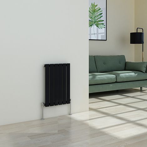 Warmehaus Flat Panel Black Radiator Horizontal Single 600x408mm (1/2)
