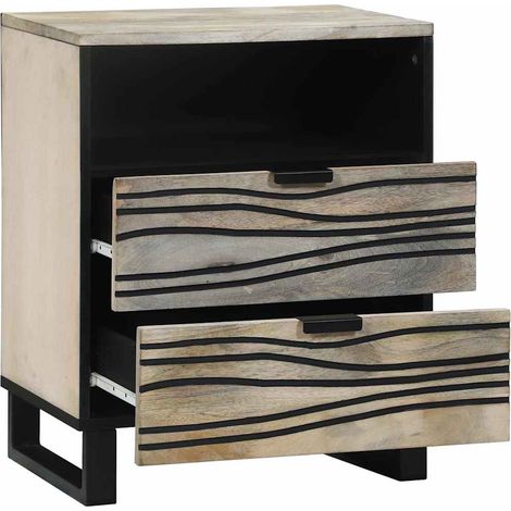 Table de chevet Cabinet de chevet Table de nuit avec tiroir Blanc et Noir 50 x 33 x 62 cm (1/5)