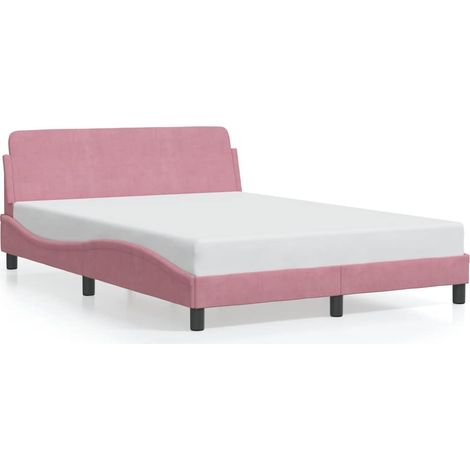 Lit double  Lit adulte  Cadre de lit avec tête de lit Dover rose 140x200cm velours (1/5)