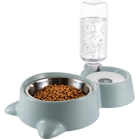 Gamelle double avec distributeur d'eau pour chat, gamelle 2 en 1 avec distributeur d'eau, gamelle pour chat, gamelle pour chat et petit chien (1/5)