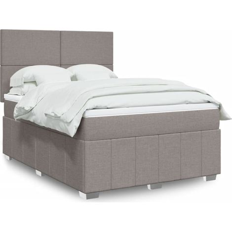 Sommier à lattes de lit avec matelas Taupe 160x200 cm Tissu vidaXL (1/5)