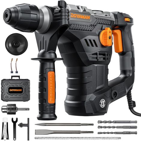 Marteau Perforateur SDS-Plus 1500W, 7 Joules, 4 Fonctions, 900 tr/min, 4350 cps/min, Anti-Vibration, Embrayage de Sécurité, avec Forets (1/5)