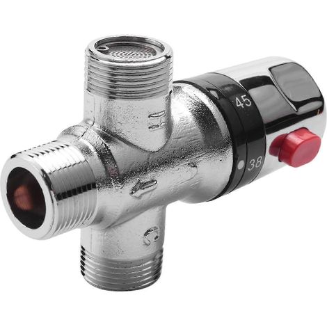 Robinet mélangeur thermostatique 3 voies en cuivre massif 3/4 pouce pour chauffe-eau solaire, régulateur de température (1/5)