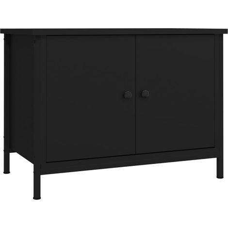 TV-Regal mit Türen schwarz 60x35x45 cm aus Spanplatte