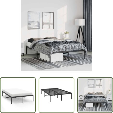 vidaXL Estructura de cama sin colchón metal negro 135x190 cm (1/5)