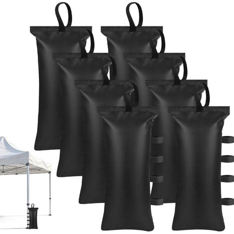 Sac de Lestage pour Tonnelle, 8pcs Sac de Sable Résistants, Poids pour Tonnelle, Sandbag pour Remplir Les Auvents,Tentes,Tonnelles, Noir (50 x 20cm) (1/5)