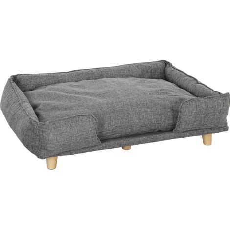Hundesofa, Haustiersofa, Haustierbett, abnehmbares u. waschbares Polster, Natur+ Dunkelgrau