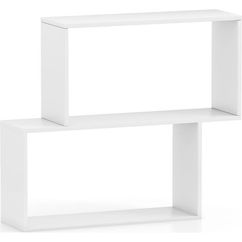 Librería geométrica 80 x 22 x 70 cm funcional 3 estantes diseño contemporáneo madera blanca 200010681