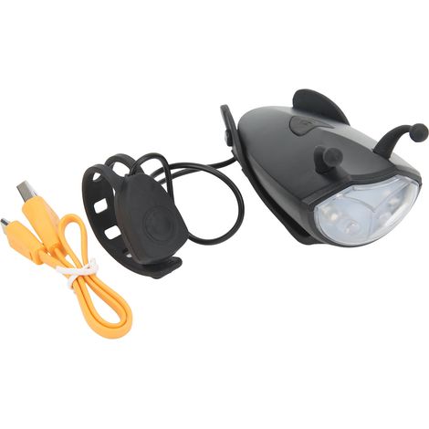 Guidage avant vélo rechargeable USB, lampe de cyclisme ultra lumineuse pour trottinette, noir (1/5)