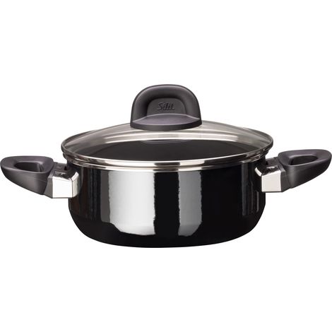 marmite petite 20 cm, couvercle en verre, rôtissoire induction 2,4 l, céramique fonctionnelle, noir (1/5)