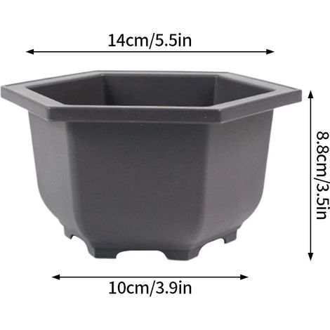 Pots de fleurs rectangulaires hexagonaux (C) en imitation terre cuite violette pour plantes, aménagement paysager extérieur, bonsaïs. (1/4)