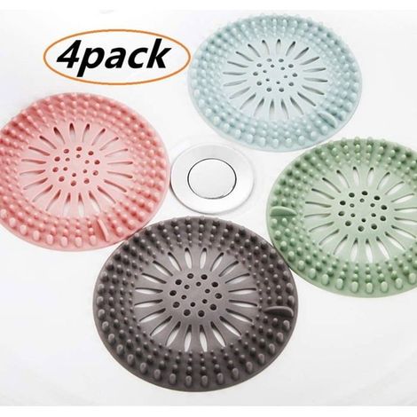 Set mit 4 robusten Silikonfiltern für Küche, Bad und Badewanne, Haarstoppern und Abflussabdeckungen (1/5)