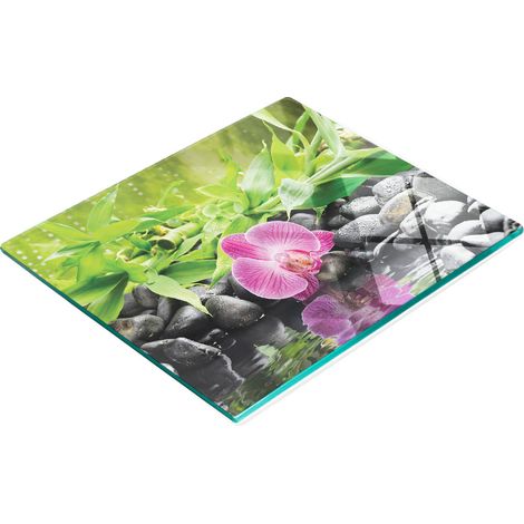 Multifunktionale, dekorative Glasplatte für die Küche, Orchidee und Wassermotiv, 60 x 52 cm (1/5)
