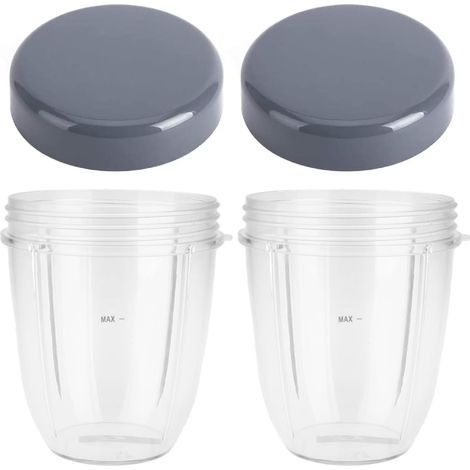 Lntyq Lot de 2 gobelets de rechange pour mixeur Nutribulletavec couvercle, compatibles avec le mixeur Nutribullet 900 W (1/4)