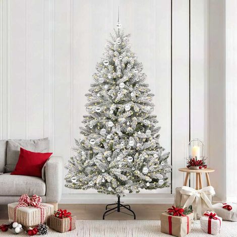 Künstlicher Weihnachtsbaum Grün und Weiß 210 cm PVC und Metall