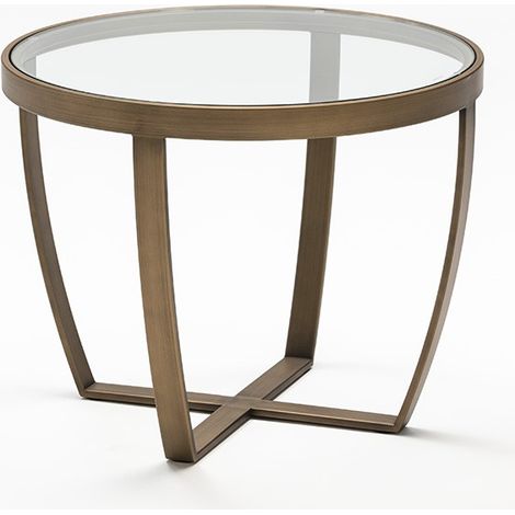 Table d'appoint ronde verre trempé et métal bronze Kili