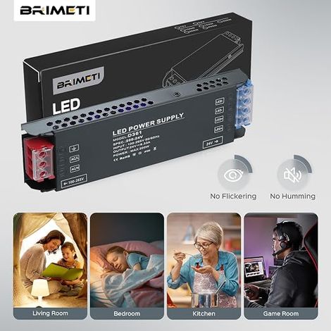 Transformateur 220V 24V LED Driver 150W Ultra Mince Transfo 6,25A Adaptateur Alimentation, 220V AC à 24V DC Convertisseur, d'alimentation Basse Tension Transfo LED de Tension Constante (1/4)