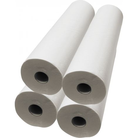 Lot de 4 draps d'examen blanc 50cm x 46m - 34g/m2 double épaisseur aspect gaufré 100% pure ouate - Vivezen