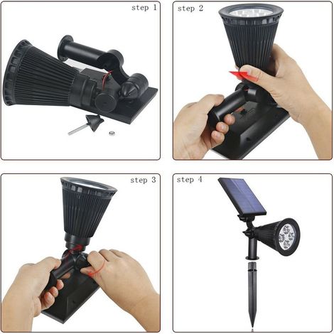 Projecteur Solaire Extérieur 180° Réglable Auto On/Off Drapeau Pole Light Étanche Sécurité Mur/Lumière Au Sol Pour Jardin Piscine Zone Arbres Étang Paysage Et Cour (1/5)