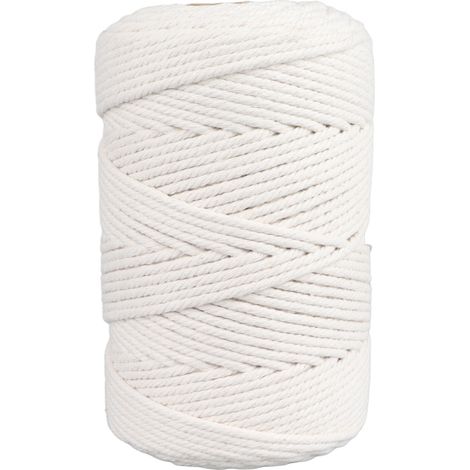 Corde Macramé Blanc 4mmx20m, Fil Coton pour Suspension Murale, Pot de Fleurs, Loisirs Créatifs et Tricot (1/5)