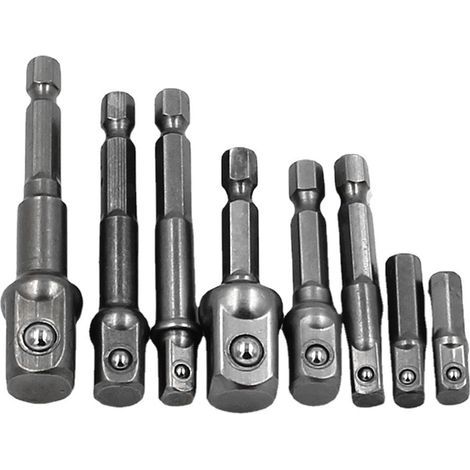 Kit d'extension de forets, outils électriques à main, adaptateur de douille 1/4", 3/8", 1/2", tournevis à percussion à tige hexagonale, jeu de clés à douille, poignée à cliquet double extrémité, 8 piè (1/5)