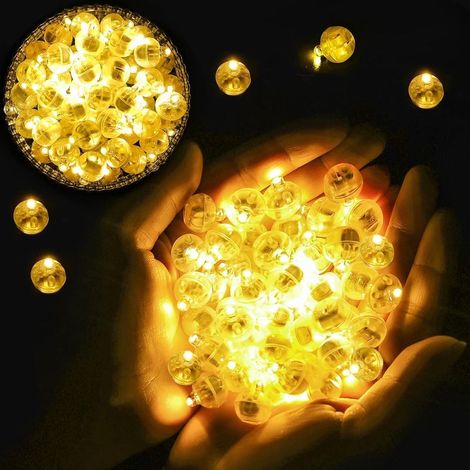 Lot de 100 mini lumières LED rondes pour ballons Blanc chaud Lumière de mariage Lumière clignotante colorée Pour anniversaire, Halloween, Noël, carnaval, bar, club Lanterne en papier (1/5)