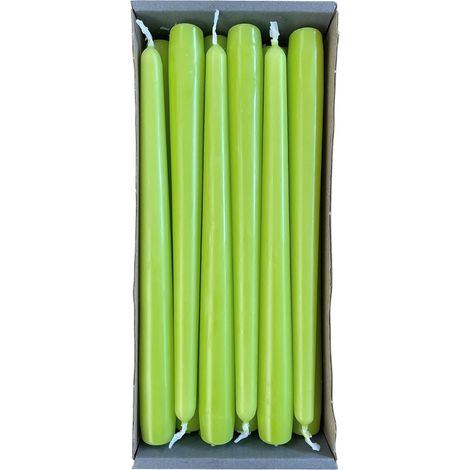 Bougies Coniques - Lot de 12 - Paraffine - Vert Citron - Sans Gouttes - Décoration Table (1/4)