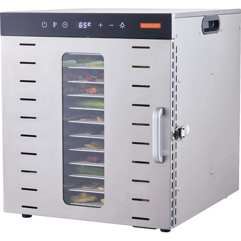 Déshydrateur alimentaire, 10 plateaux en acier inoxydable, puissance de 1000W, plage de température de 30 à 90°C, plage de minuterie de 0,5 à 48 heures, circulation d'air à 360° (1/5)