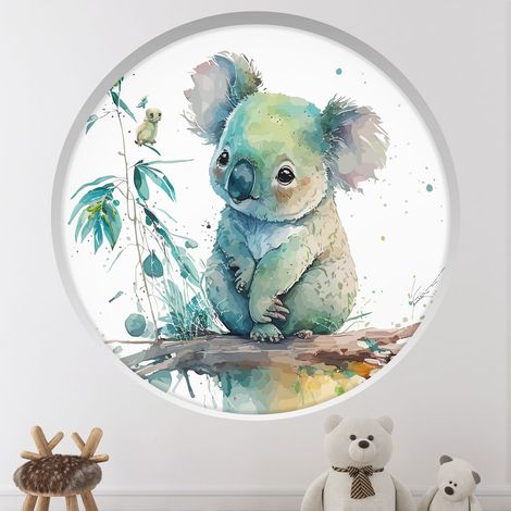 Stickers Trompe l'oeil Arche ronde Enfants - Koala - Diamètre 30 cm (1/4)
